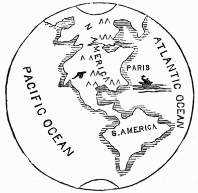 MAP OF THE WORLD, SHOWING THE POSITION OF THE MACKEREL
BRIGADE AT THE GREAT BATTLE OF PARIS.