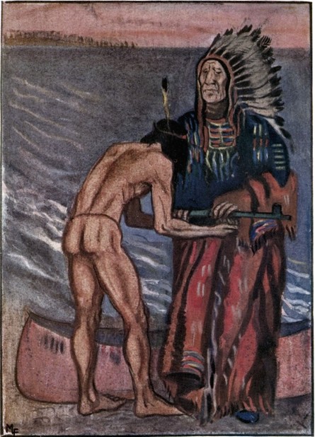 THEN THE OLD MAN GAVE THE BOY A LARGE PIPE AND SOME
TOBACCO