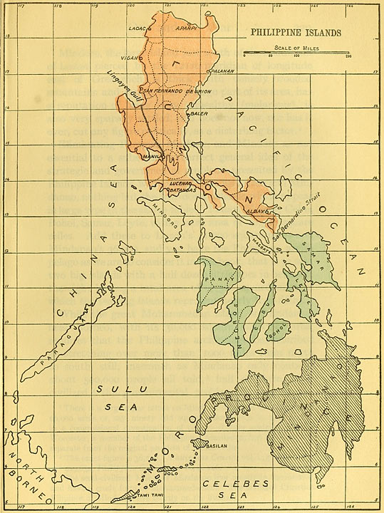Bird&rsquo;s-eye view of the Philippine Archipelago, showing the preponderating importance of Luzon.