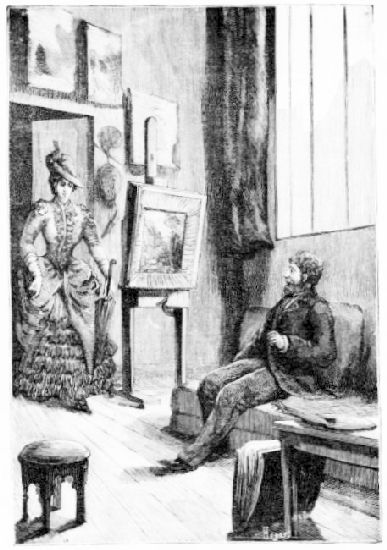 Un tourbillon de soie et de dentelle fit irruption dans
l'atelier.