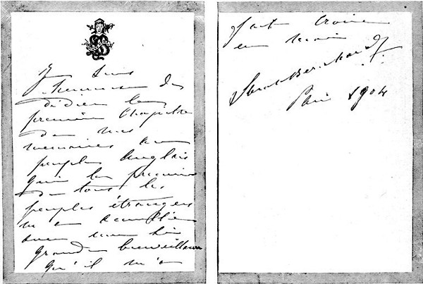 MME. SARAH BERNHARDT'S DEDICATORY LETTER.

SPECIALLY WRITTEN FOR THIS MAGAZINE.