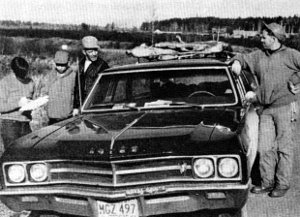 Figure 5.&mdash;Information about hunter-killed deer
in the study area was obtained through hunter-check
stations. (Photo courtesy of L. D. Frenzel.)