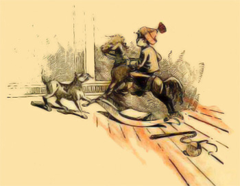 A boy on his rocking horse