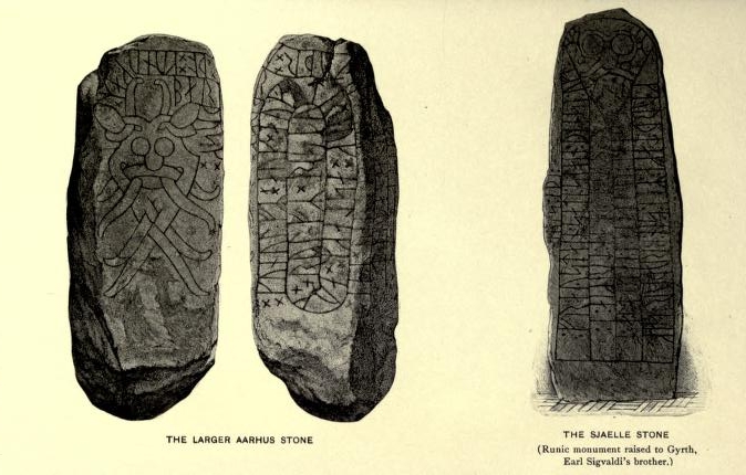 The Larger Aarhus Stone&mdash;The Sj�lle Stone
(Runic monument raised to Gyrth, Earl Sigvaldi's brother.)