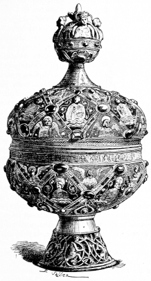 Vase en cuivre �maill� par G. Alpa�s de Limoges.
(Commencement du XIIIe si�cle.)