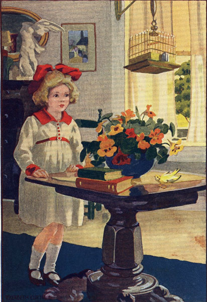 IN THE AFTERNOONS ELIZABETH LETS HIM OUT OF HIS
CAGE.