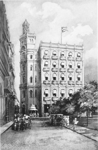 IN NEW HAVANA

While many streets in Havana appear to belong to some Spanish city of
centuries ago, many others vie with those of New York and Washington in
their up-to-date Twentieth Century aspect. There are in both public and
private edifices many examples of the finest modern architecture and
construction, some rising many stories above the two-and three-storied
buildings characteristic of former years.