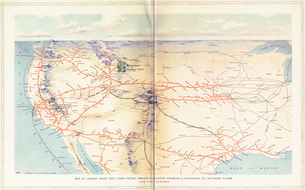 MAP OF OREGON
SHORT LINE, UNION PACIFIC, OREGON-WASHINGTON RAILROAD & NAVIGATION CO.,
SOUTHERN PACIFIC AND CONNECTIONS (facing pgs)