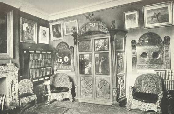 A Corner in &lsquo;The Pines,&rsquo; showing the Painted and
Carved Cabinet