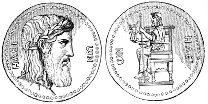 Fig. 206.&mdash;Coins of Elis. One third enlarged.