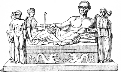 Fig. 261.&mdash;Etruscan Stone Sarcophagus.