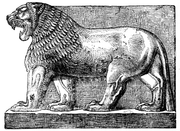 Fig. 68.&mdash;Lion from Nimrud. (British Museum.)