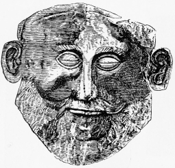 Fig. 190.&mdash;Golden Mask from Mykenæ.