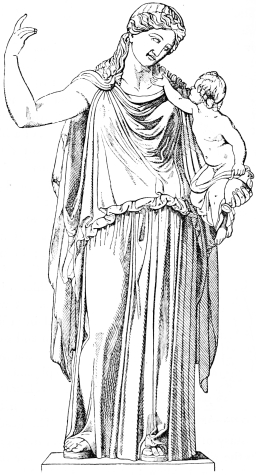 Fig. 221.&mdash;Eirene and Ploutos, after Kephisodotos.