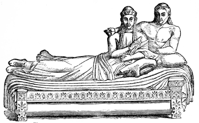 Fig. 258.&mdash;Sarcophagus of Terra-cotta from Cære.
(Louvre.)