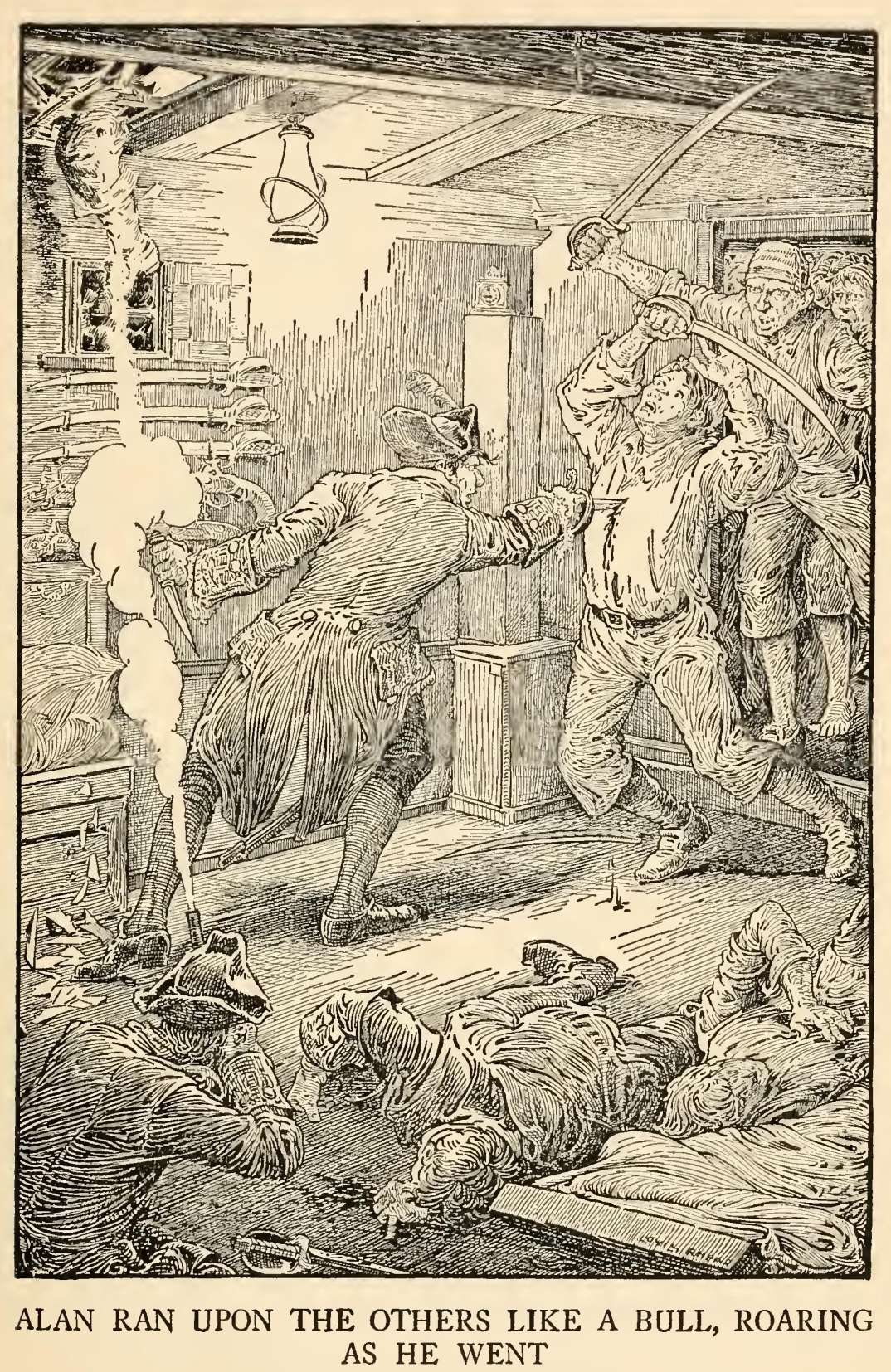 Alan ran upon the others
like a bull, roaring as he went