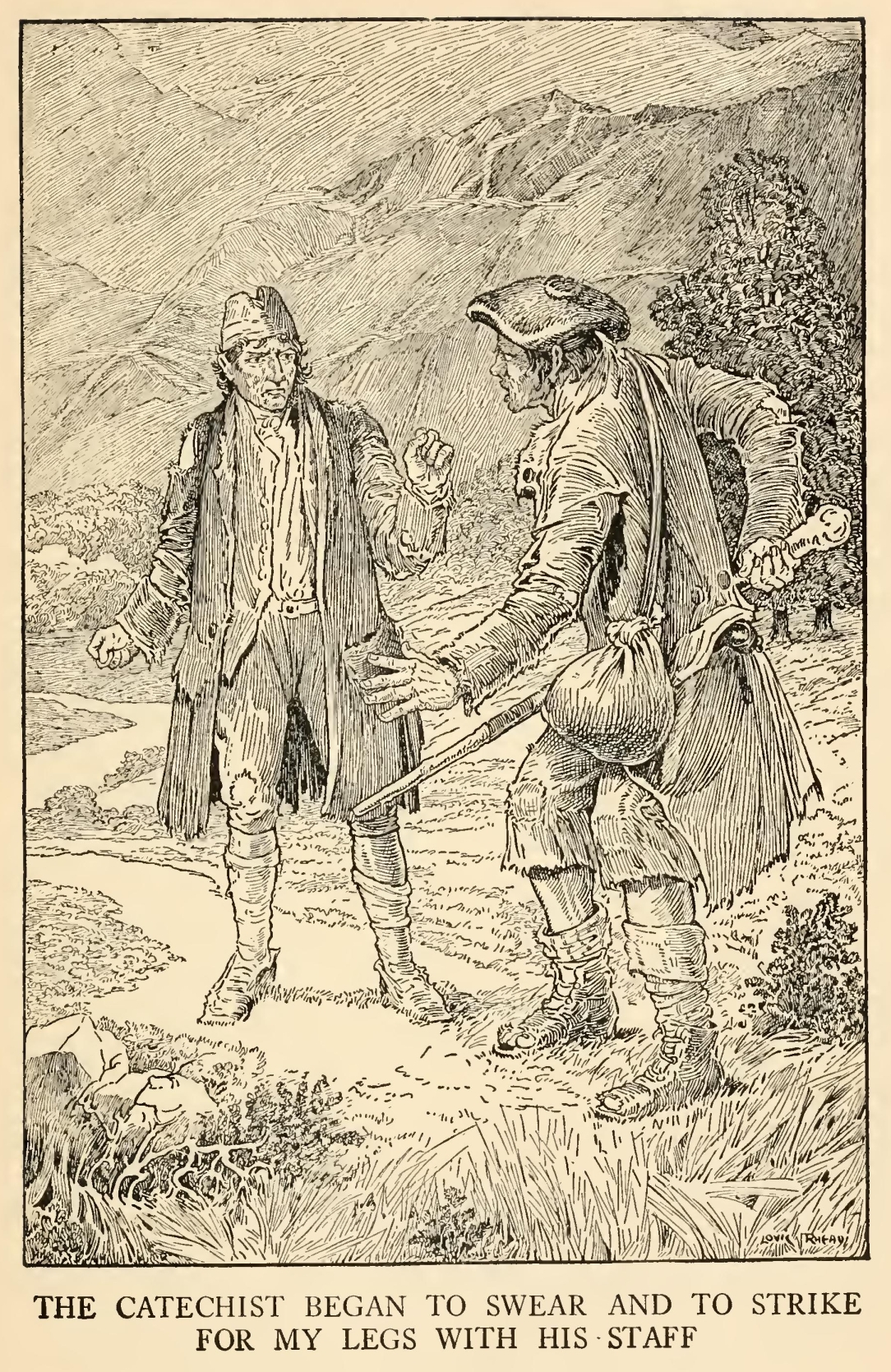 The catechist began to
swear and to strike for my legs with his staff