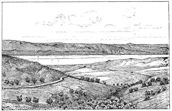 THE DEAD SEA (VIEW S.E. OF TAIYIBEH).

To face page 43.