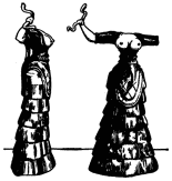 J.F.H. from photos by British School at Athens

Faience figure from Cnossos ... A votary of the Snake Goddess....