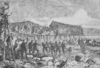 Fig. 29.&mdash;Landing the American End.