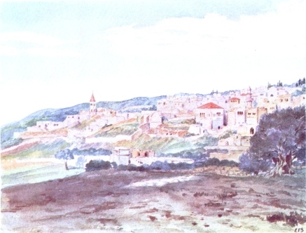 NAZARETH AT SUNRISE

The church with spire to the left stands over the site of Joseph’s
workshop, and near Mary’s house.