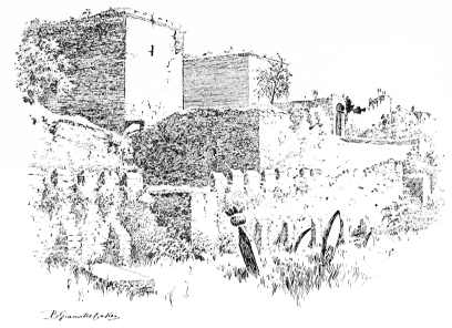 The Approach to the Golden Gate from North West.

Here before us stands that hoary ruin, grey with age, lichen-covered and
festooned with ivy&mdash;the Triumphal Arch of Theodosius&mdash;the Golden
Gate.