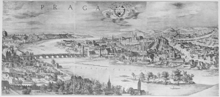 Section II.

View of Prague.

The Bridge contains as yet only a Crucifix but no Statues.