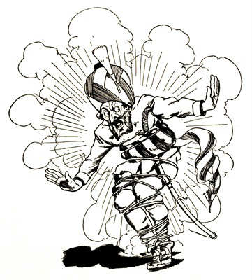 before
them stood the form of the terrible Arab