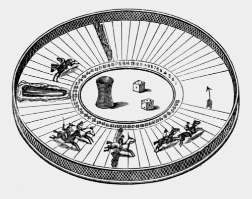 ring with
racing horses and jockeys