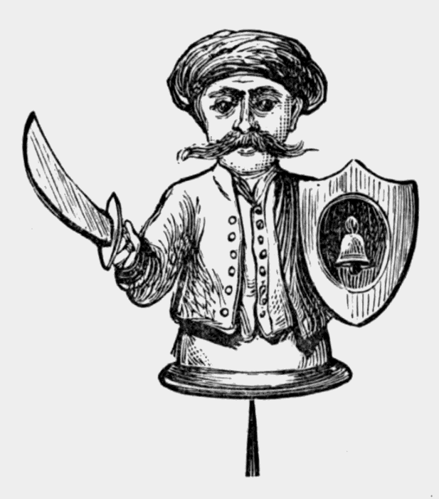 bust of man
with sword and shield