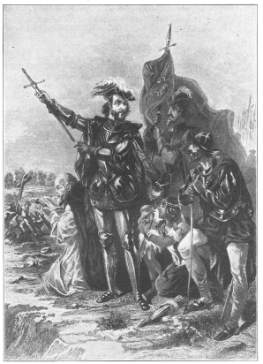 De Soto on the bank of the Mississippi

{101}From the drawing by H. L. Stephens