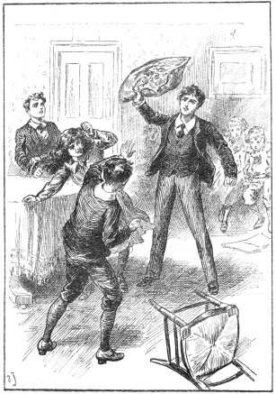 Andrew flung Mrs. Busson’s best patchwork cushion at
Jack’s head.

p. 59.

