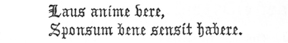 
Laus anime vere,

Sponsum bene sensit habere.