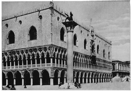 Grand Ducal Palace, Venice

The great entrance, the allegorical sculptures, and the Giant’s
Staircase of the Palace of the Doges in Venice, are hardly more
remarkable than the prison under the eaves or so-called “leads” of the
palace or the Prison of the Piombi. Here many noted prisoners have been
confined and from the “leads” Casanova made his famous escape after six
years’ imprisonment decreed by the Council of Ten.