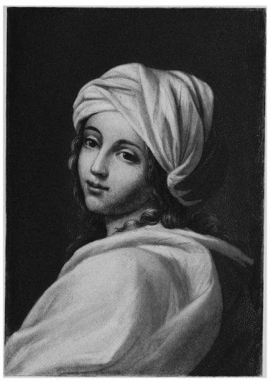 Beatrice Cenci

From the painting by Guido Reni In the Barbarini Gallery, Rome

“The very saddest picture ever painted or conceived,” says
Nathaniel Hawthorne. Accused of complicity in the murder of a
brutal father, Beatrice Cenci endured horrible torture in St.
Angelo with heroic fortitude rivalling that of strong men, and
never really confessed the crime. She was beheaded in front of the
Castle of St. Angelo.