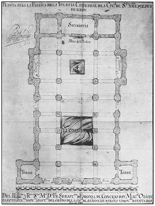 Plan of Ceb&uacute; Cathedral; drawn by Juan de Siscarra, engineer, 1719