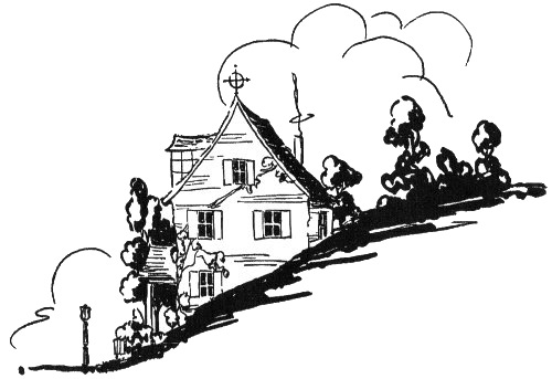 So the house is
only one story high where the hill cuts into it and three stories high where
it faces the road.