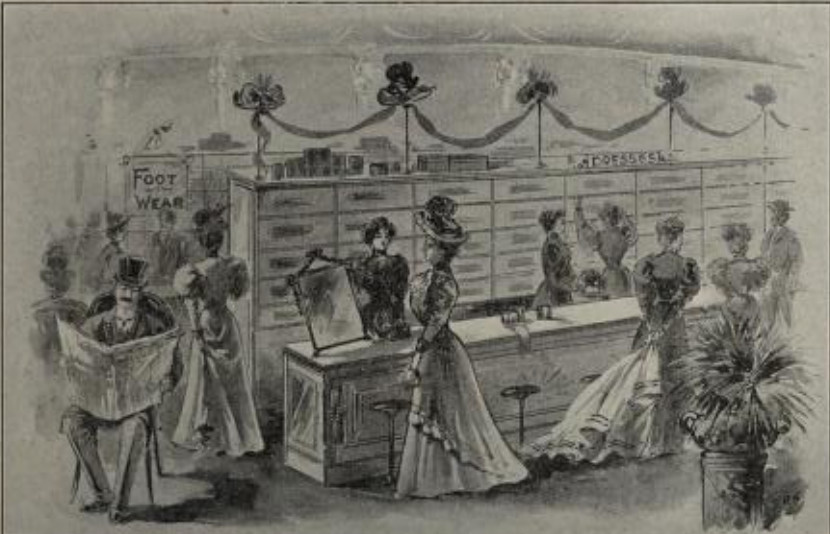 A Scene in the Devil’s Pawn Shop. Her beautiful pilgrim
robe was drawn through the dust and relegated to the rear.