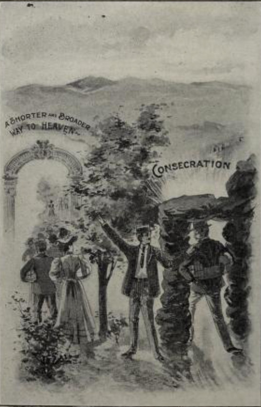 Mr. Elder, unable to push through the narrow pass of
Consecration, was compelled to take the “Shorter and Broader Way to
Heaven.”