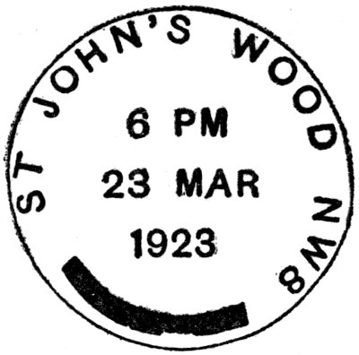ST JOHN&rsquo;S WOOD NW8, 6 PM 23 MAR 1923