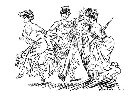 Dragging in an elderly gentleman by main
force and his coat tails