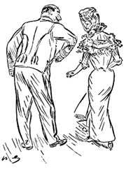 Major Fallière ceremoniously offered her
his arm