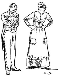 Folding his arms and turning up the
whites of his eyes