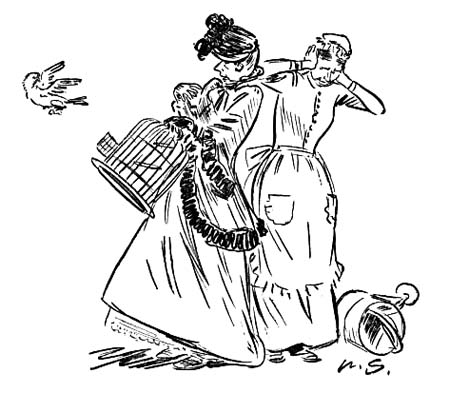 Forcing the cage door open with almost
human intelligence, flew out