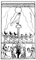 The Jackal-gods and the Hawk-gods singing hymns of praise to Rā at sunset.