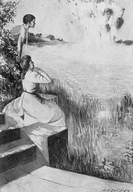 A column of water rose from the river, together with a mass of
mud and timbers