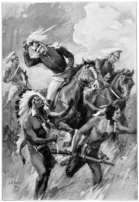 The Indians, panic-stricken at the sight of the oncoming
troopers, broke and ran