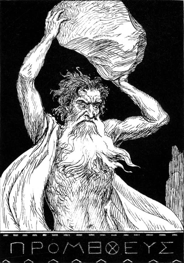 Prometheus wirft einen
  Felsblock