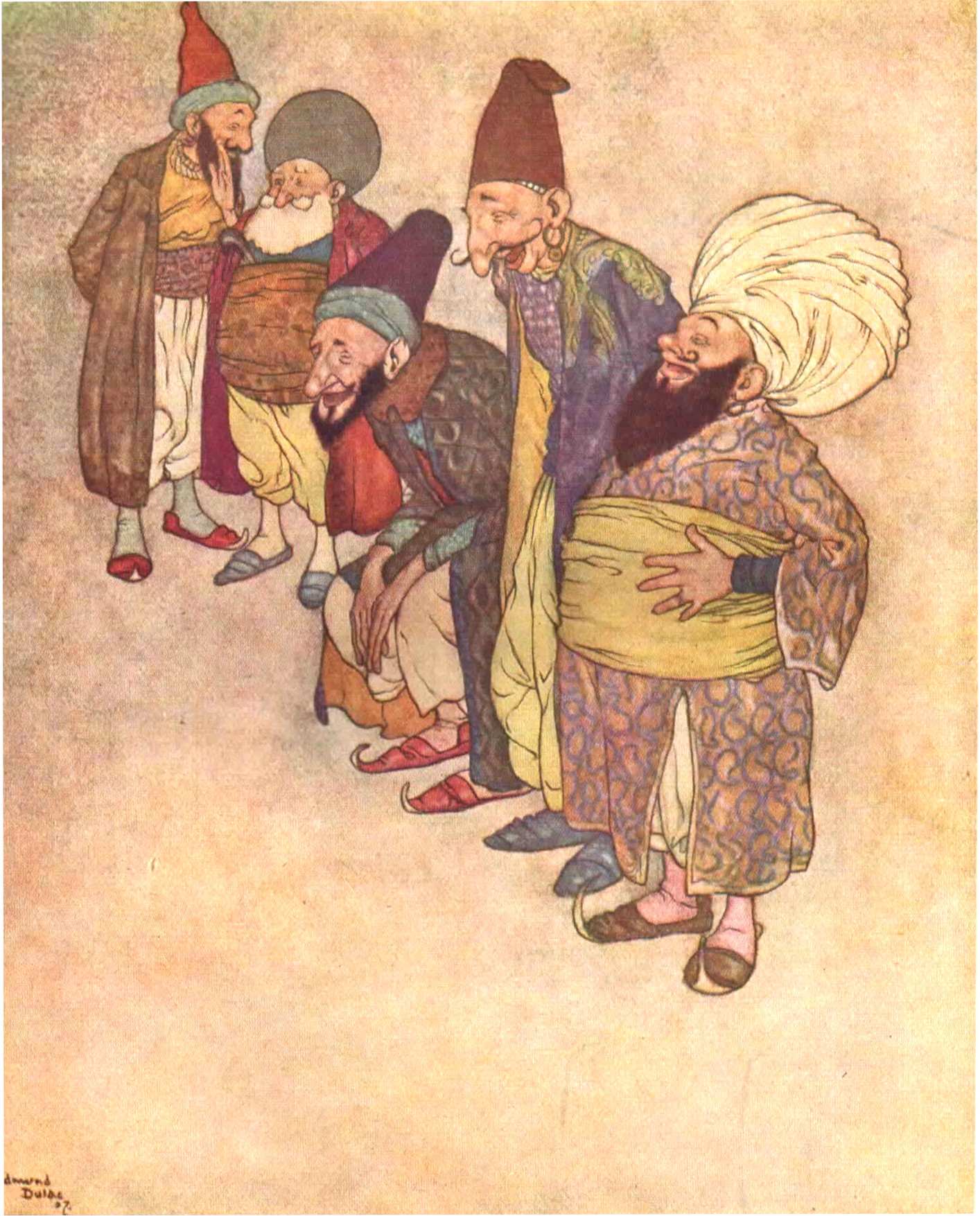 Angesichts einer so arroganten Behauptung brachen alle Höflinge
  in lautes Gelächter aus.