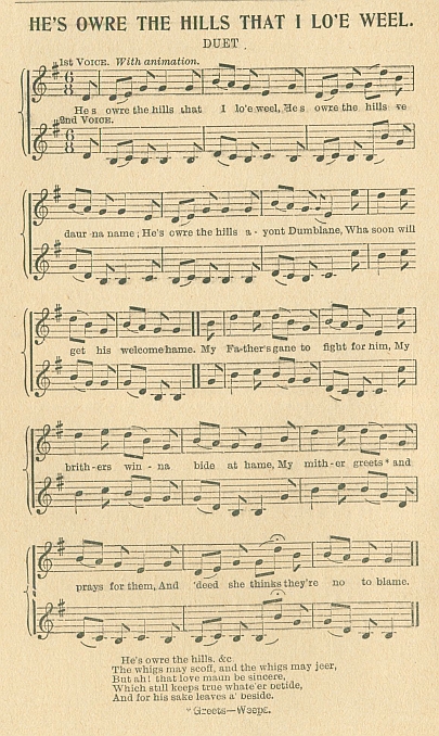 HE'S OWRE THE HILLS THAT I LO'E WEEL.